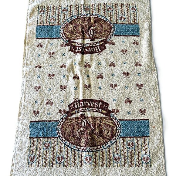 Estate Find Set of 3 Vintage 70s Kitchen Towels - Wheat Mushroom themed - NEW - Picture 4 of 4